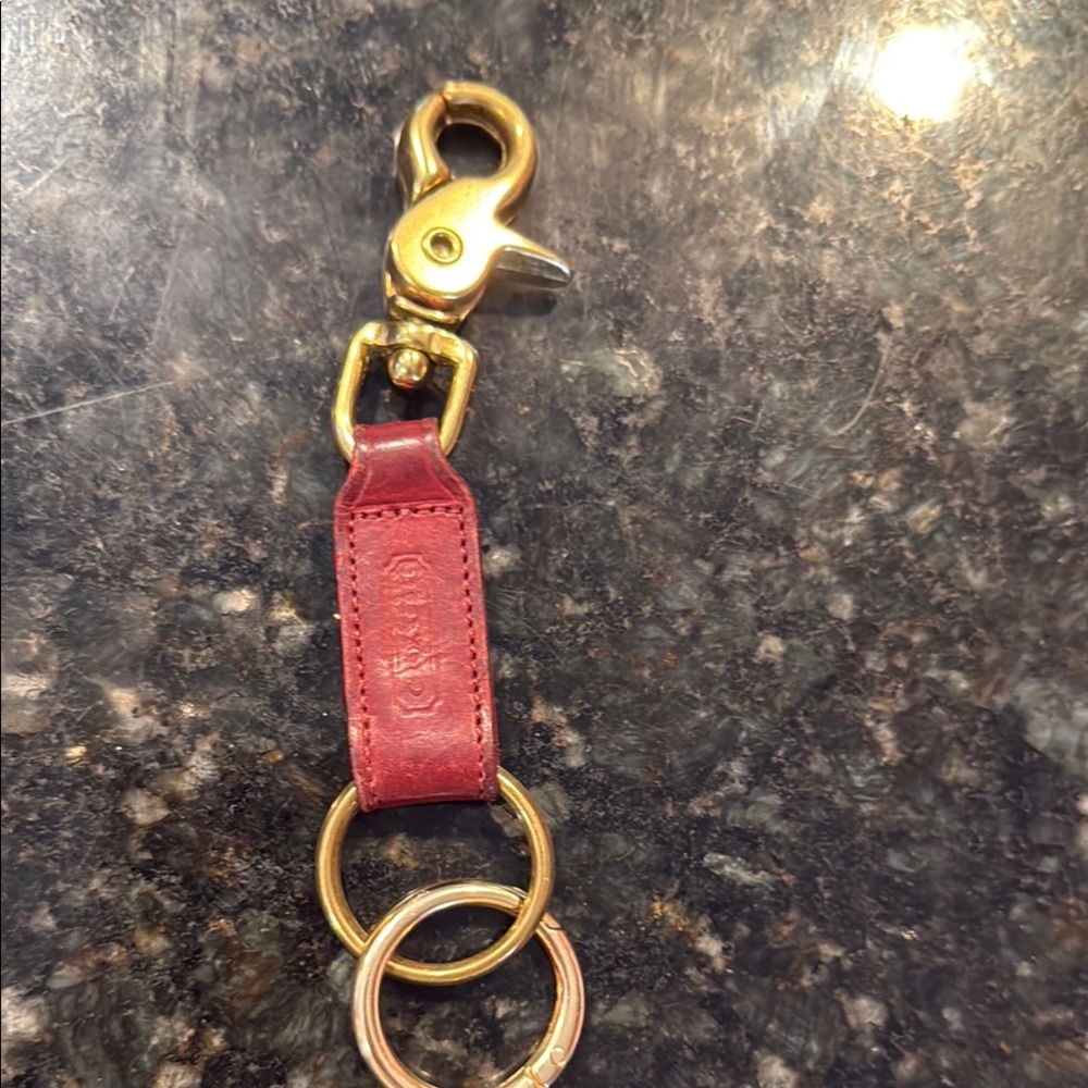 Coach Red Leather Keychain with Gold Hardware